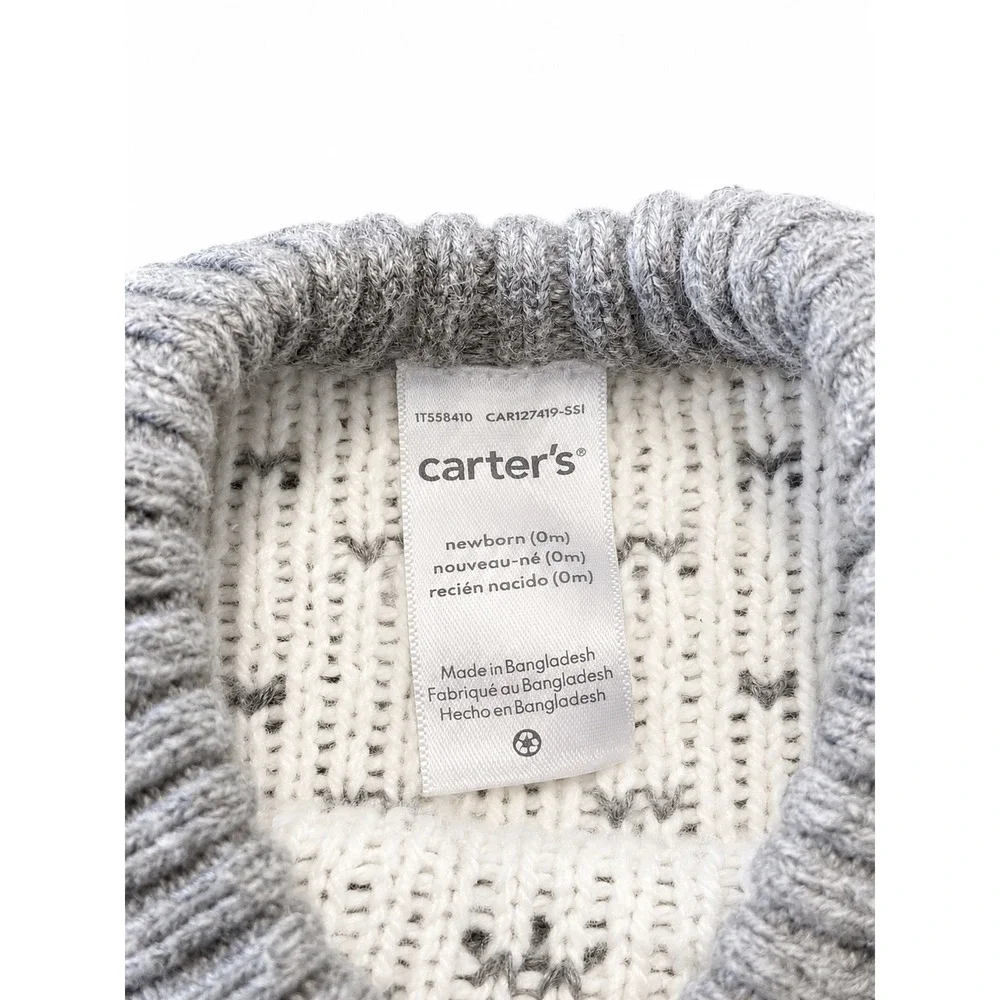 Carters Newborn Baby Boy Green Corduroy Overalls and Knit Sweater Set